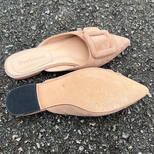 Fericzot Women's 7.5M Flats Slip On Shoes Business Casual Office Tan Buckle
